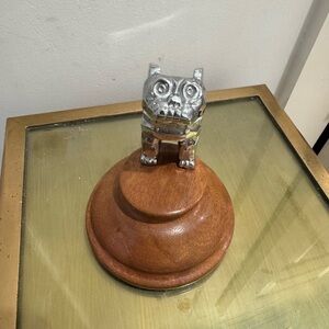 Metal Mack bulldog truck hood ornament with Wood base